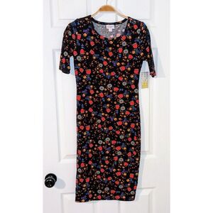 LuLaRoe Julia Dress‎ Floral Print Casual Fitted Dress XXS Comfort Stretch NWT